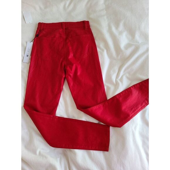 Joe's The Charlie High Rise Coated Ankle Skinny Denim Jeans Ruby Red Size 24 NWT - Picture 7 of 10